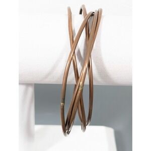 Set of 5 Copper Bangle Bracelets Interlocking Vintage Boho Western 7.5 inch